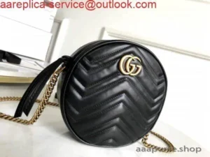 Gucci 550154 AAA Purse GG Marmont Mini Round Shoulder Bag Black