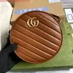 Gucci 550154 GG Marmont Mini Round Shoulder Bag AAA Purse Brown